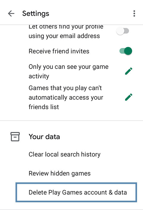Google Play Games Settings